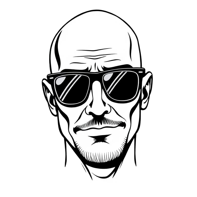 $G Cult logo — bald figure with sunglasses